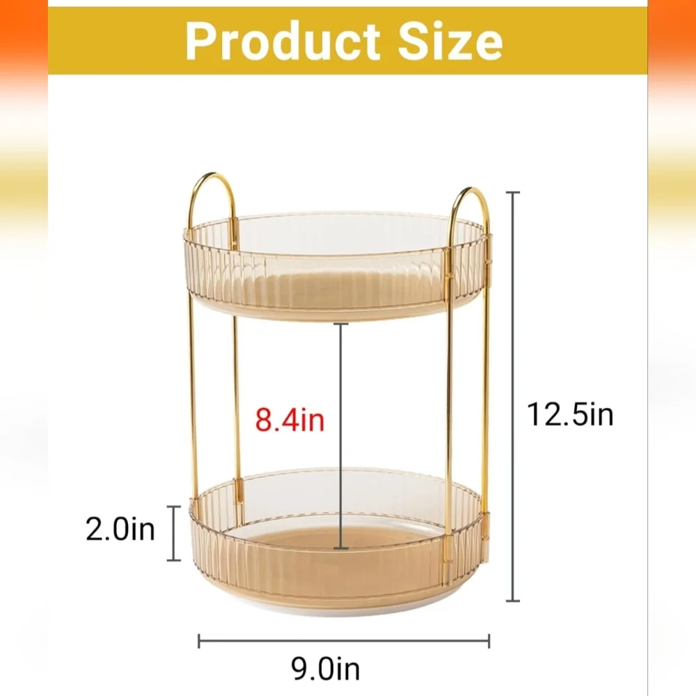 360 2 Tier Rotating Makeup Shelving (NWT)